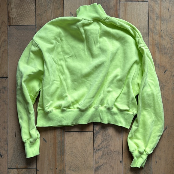Lk NEW Nike Phoenix fleece crop sweatshirt lime green highlighter yellow sz LG - Picture 5 of 9